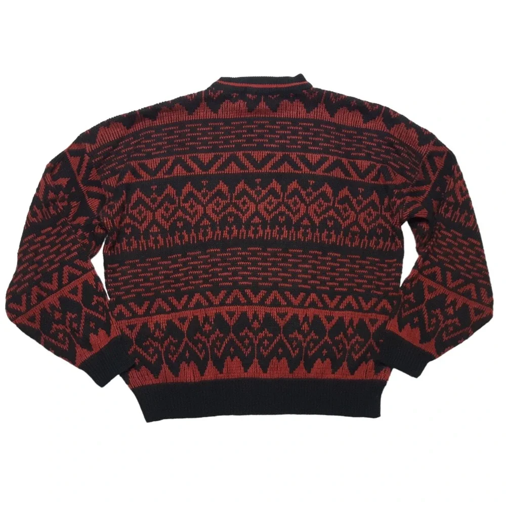 Vintage McGregor Sweater‎ Mens Large Red Black Southwestern Knit Grandpa Grunge